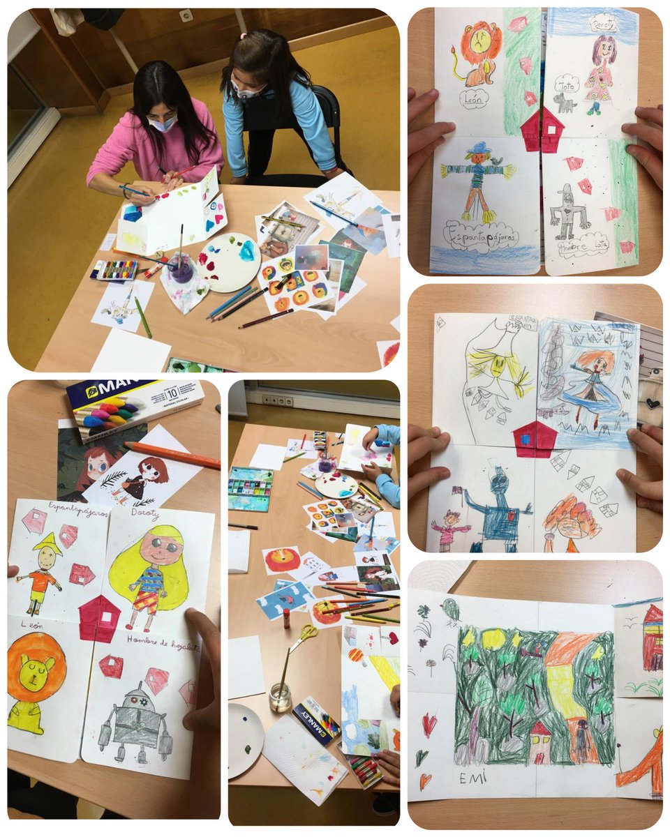 AxAlexia's tweet photo. Así disfrutamos la pasada semana en la #bibiotecadelasRozas, mañana más en #bibliotecadelasMatas ¡os esperamos!🎨🖌️ @bibliotecarozas #talleresilustrandopalabras #elmagodeOz https://t.co/LPOqvoZKIl