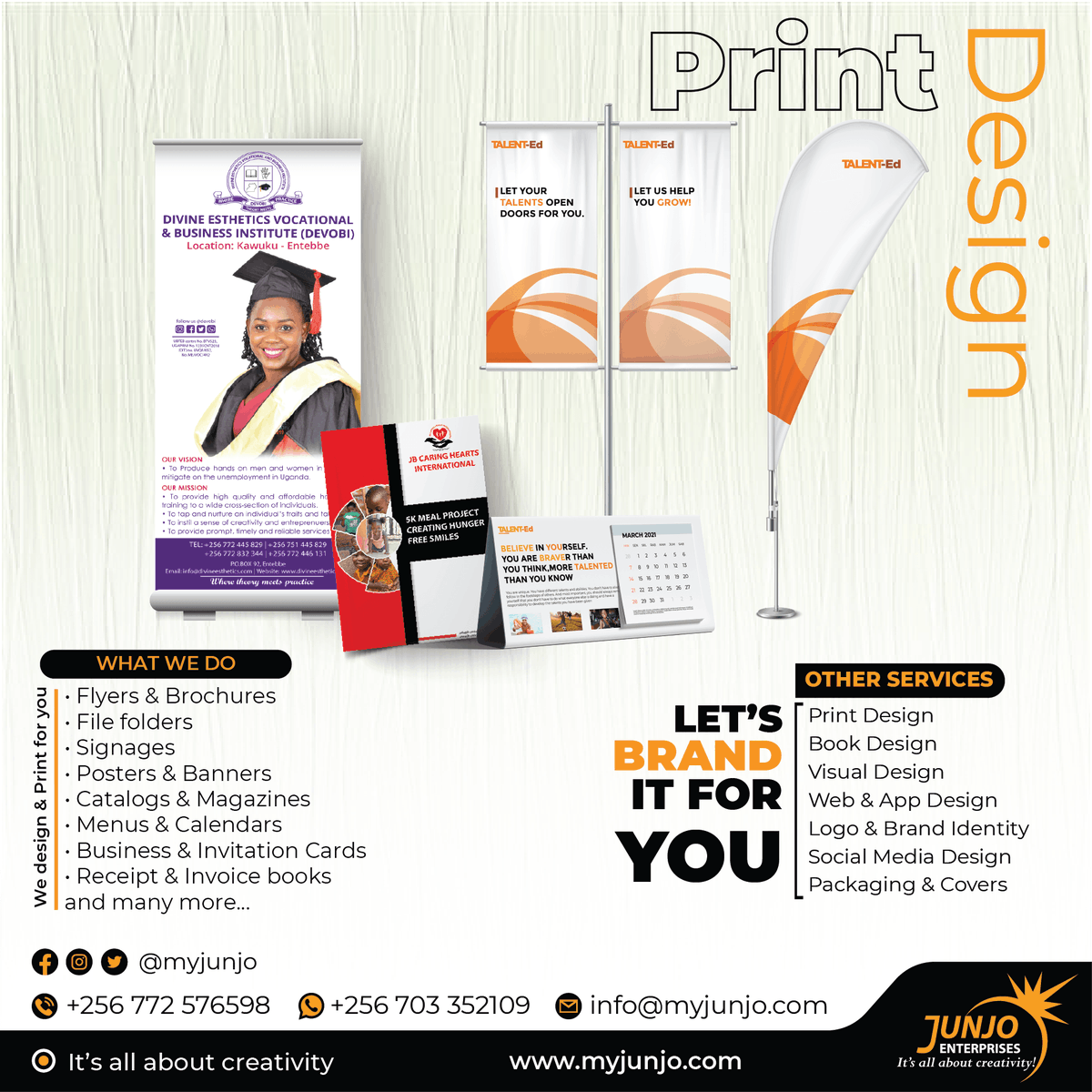 myjunjo's tweet photo. We're here to serve you, just a call away. With Print Design, we bring you the best of design and print that's competitive and are only to uplift your business. LET's BRAND IT FOR YOU. https://t.co/3dZYq926BX