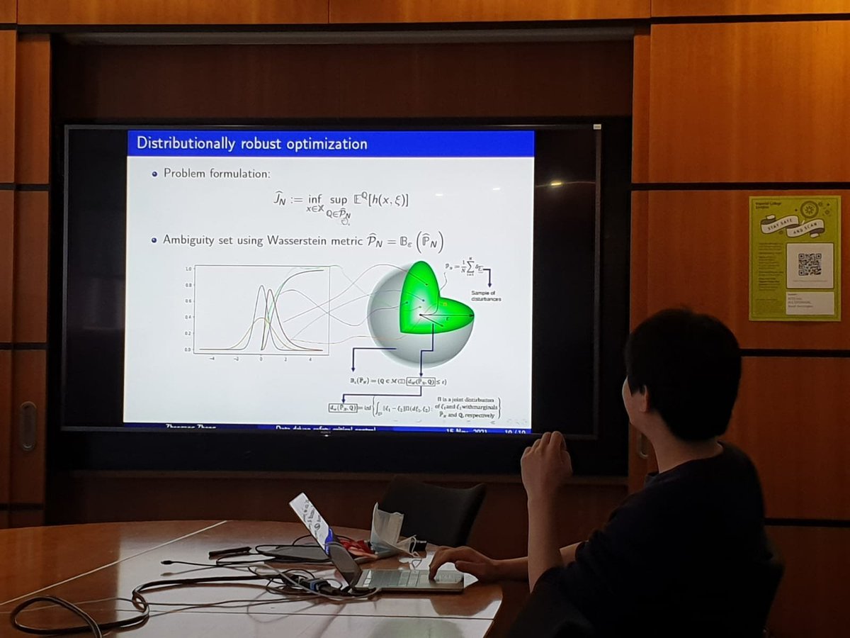 My student <a href="/Zhengang_Z/">Zhengang Zhong</a> is now a PhD Candidate 😎! Congratulations on a great defence on Data-driven Distributionally Robust Model Predictive Control
Thanks to <a href="/Pnosapp/">Panos Petsagkourakis</a> for his co-supervision and to <a href="/DrMercangoz/">Mehmet Mercangöz</a> for his input and fruitful discussion during the examination!