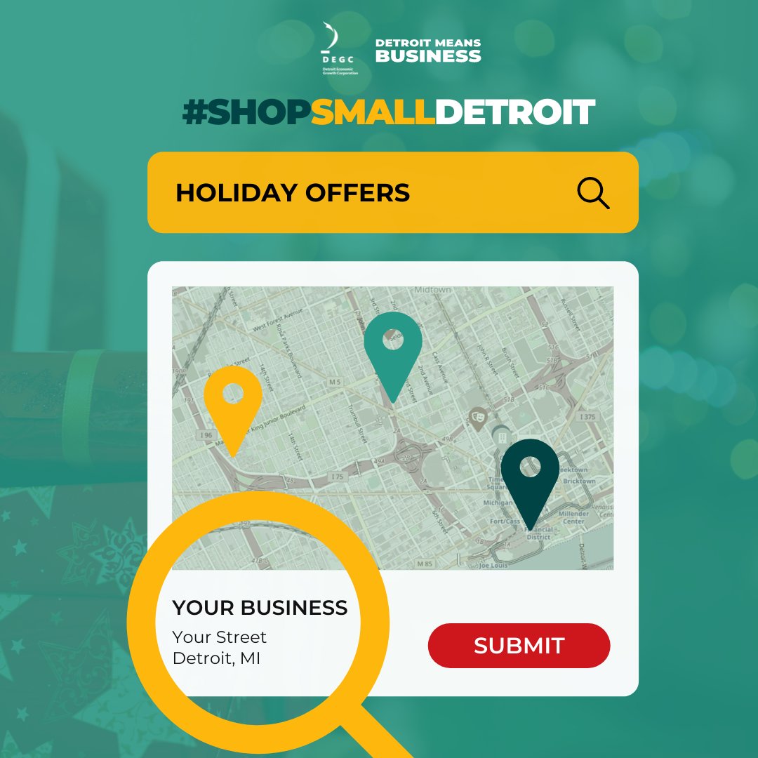 DEGCAllBusiness's tweet photo. Attention Detroit business owners: Don't forget to add your business to this year's Shop Small Detroit list of local businesses featuring holiday specials. Learn more and fill out the form at https://t.co/UiAdyp11QE
#ShopSmallDetroit https://t.co/5AG9hg4OCc