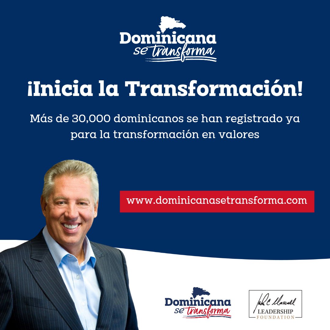 dosetransforma's tweet photo. Más de 30,000 personas de 1,200 organizaciones dijeron que ¡SÍ! y muy pronto conocerán el poder de la transformación en valores, es hora de @dosetransforma. 🇩🇴

 #DominicanaSeTransforma #Maxwelltransformdr https://t.co/neemSUaxWG