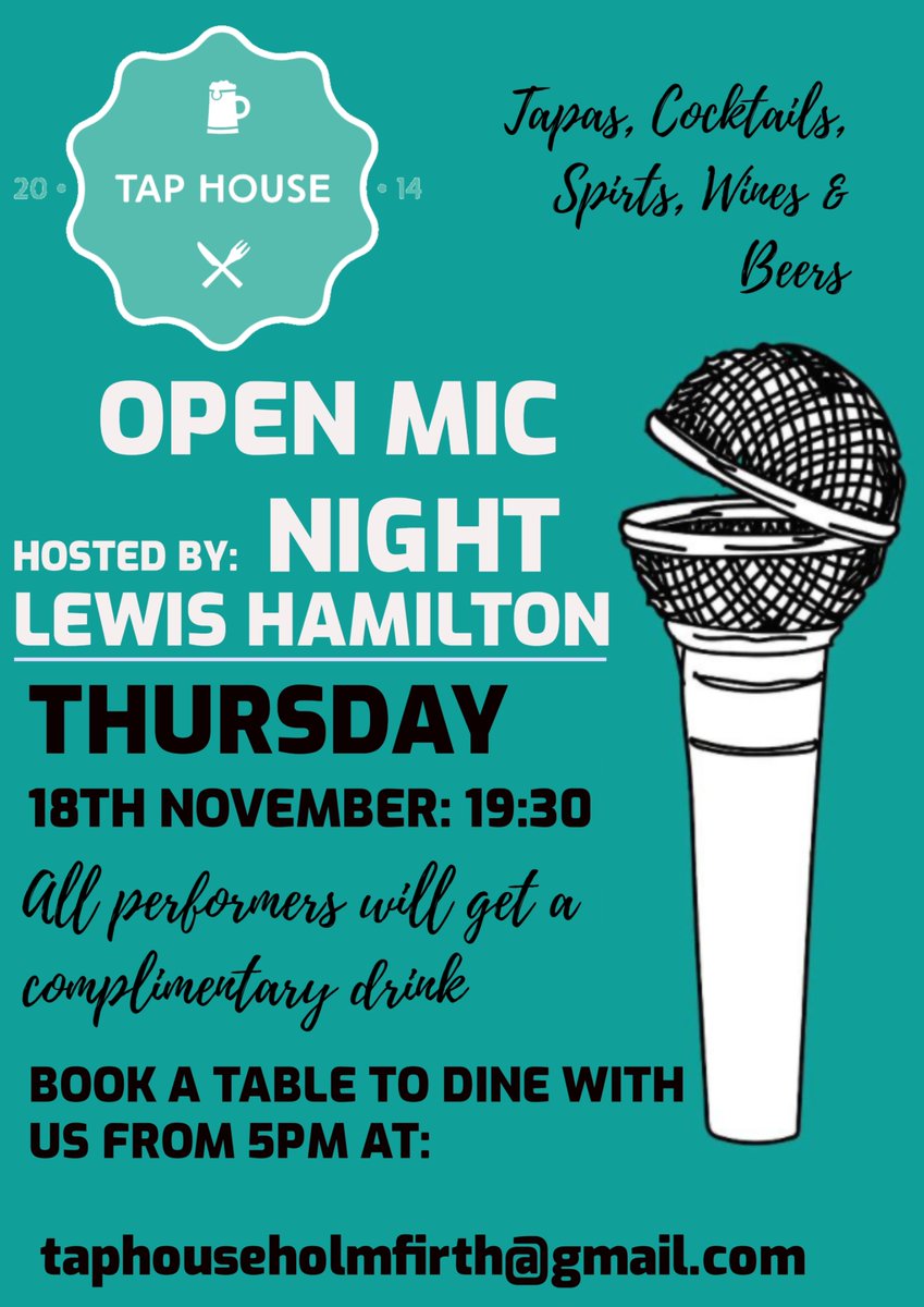 This Thursday, #Openmic #Holmfirth #Tapas