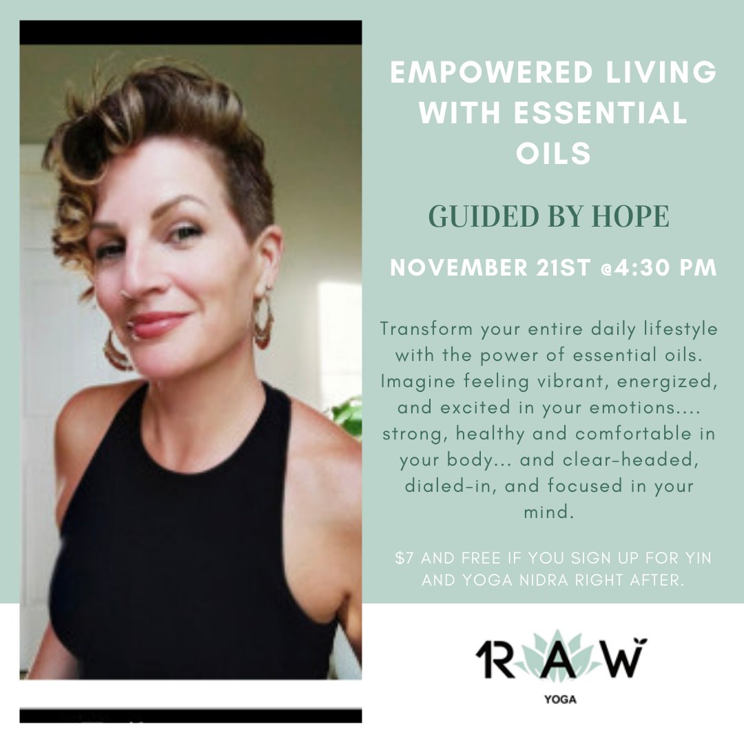 1RawYoga's tweet photo. On Sunday, November 21st 4:30 &amp; 6:00 PM
Learn more about essential oils and how they can change your life.
https://t.co/gEb0Bbecvv
💫
Then rejuvenate your mind and body with a relaxing Yin &amp; Nidra sesh.
https://t.co/Bm4uvTWGPH https://t.co/F7dwineoVq