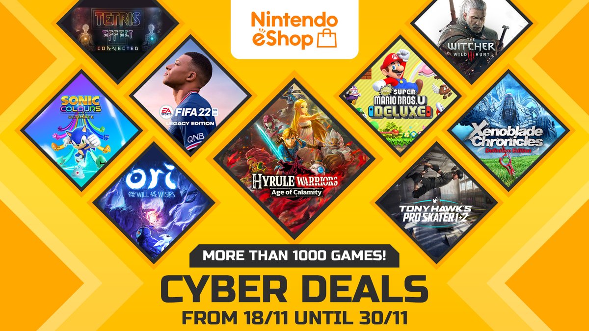 Nintendo of Europe on Twitter: "It's that time of year again! The Nintendo #eShop  Cyber Deals sale kicks off on 18/11, featuring savings of up to 75% off  over 1000 #NintendoSwitch games!