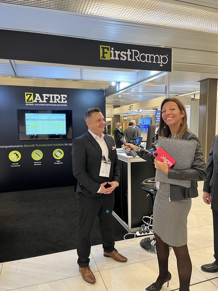 ZafireAviation's tweet photo. Our very own Chris Foster @wagger01 doing us proud at this year's #IGHC, IATA's Ground Handling Conference. Do drop by Booth 8 from 16th to 18th November to test the latest versions of our core solutions, #FirstBag, #FirstRamp, and #FirstLoad, and stay for a coffee and a chat! https://t.co/VTEYP3K9rF