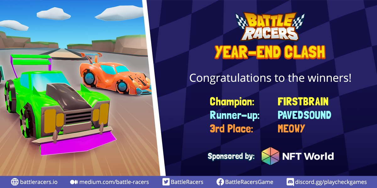 Congratulations to the winners of the Year-End Clash Free-for-All Tournament sponsored by <a href="/NFT_World/">NFT World</a>!  🎉 

🥇 Champion: <a href="/firstbrain888/">firstbrain</a> 
🥈 Runner-up: @pavedsoundmusic 
🥉 3rd Place: <a href="/Kreeshtin/">Kreeshtin</a> 

And thank you to everyone who participated! Rewards will be distributed soon.