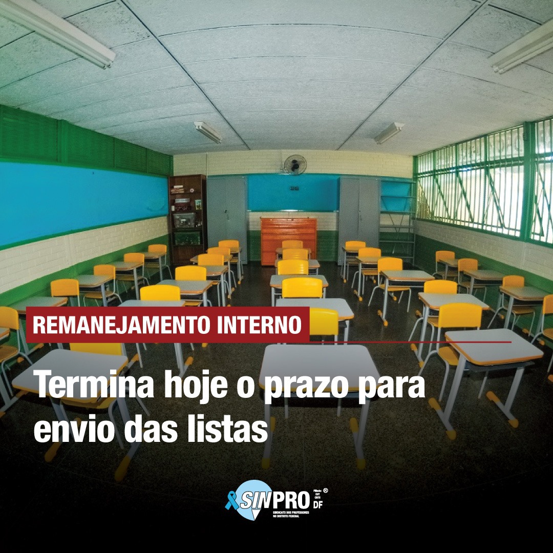 sinprodf's tweet image. Termina prazo para envio das listas do remanejamento interno nesta terça (16). Confira matéria no site: sinprodf.org.br/RInt1611

#escolasDF #professoresDF #professorasDF #SinproDF #SinproNaLuta