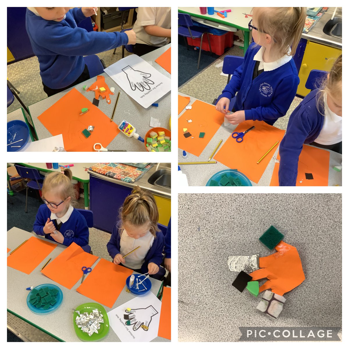 This afternoon we have been exploring the senses of taste and touch. We have been taste testing salty and sweet popcorn and have made texture hands, showing the different textures we know.