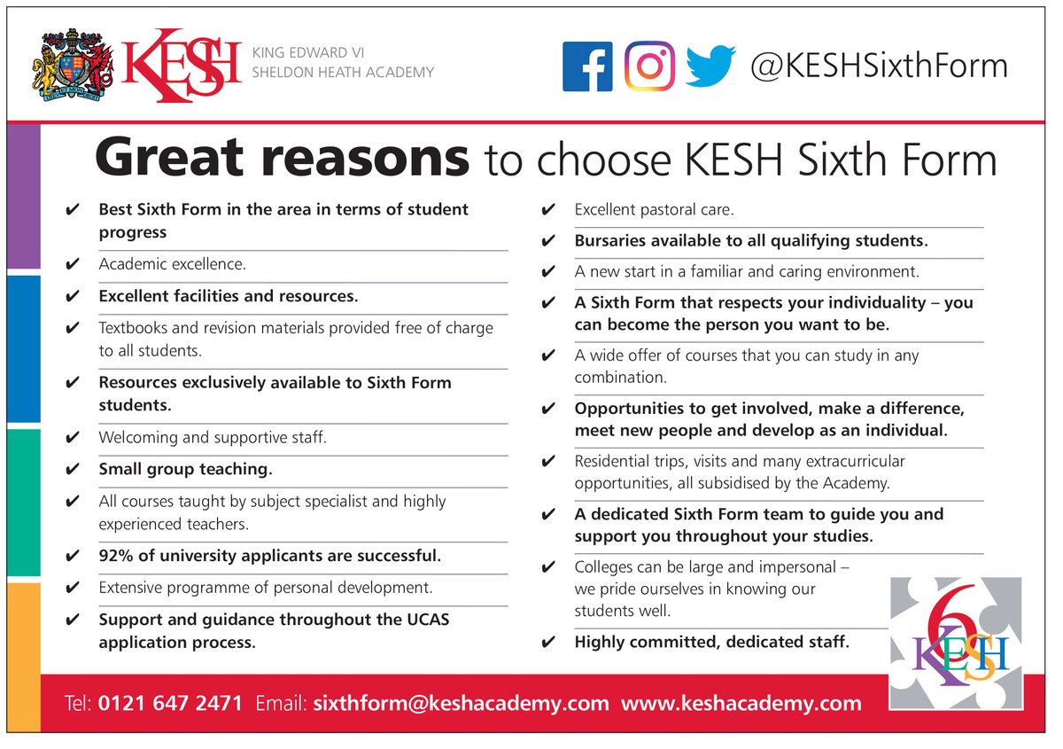 keshsixthform's tweet photo. Our Sixth Form will be taking place tomorrow (Wed 17 Nov) between 4 and 6.30 pm. You must book a time slot by emailing sixthform@keshacademy.com. All are welcome. https://t.co/RLkVzob2V6