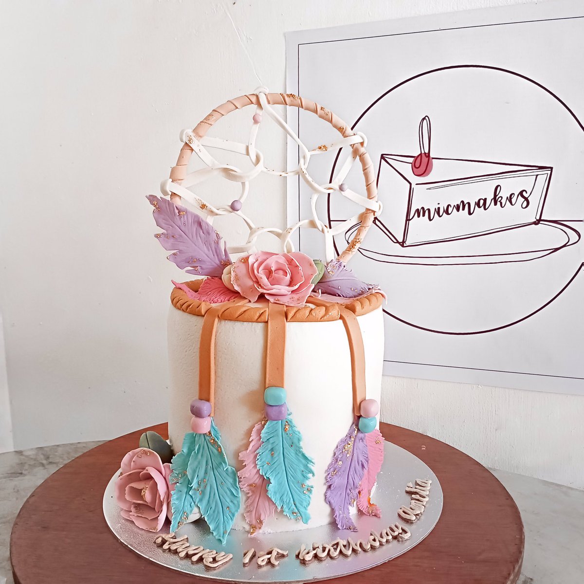 micmakesco's tweet photo. 🚨 This is not a drill! 🚨 

 MICMAKES FIRST FONDANT CAKE! 🎂 
A Dream catcher themed cake for Amelia Blair Gantuanco's 1st Birthday 💗💜 Thank you for always trusting our sweet creations! ☁️ https://t.co/lRfRbt8Qyp