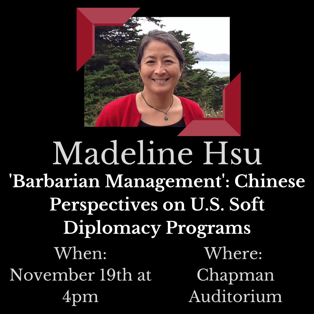 East Asian Studies at Trinity University (@trinityu_east) on Twitter photo Join the department of history and EAST for an in person lecture by Madeline Hsu, professor of History and Asian American Studies at UT. Her presentation will focus on the historical view of Chinese perspectives on U.S. diplomacy programs and touch upon current day issues. Join the department of history and EAST for an in person lecture by Madeline Hsu, professor of History and Asian American Studies at UT. Her presentation will focus on the historical view of Chinese perspectives on U.S. diplomacy programs and touch upon current day issues.