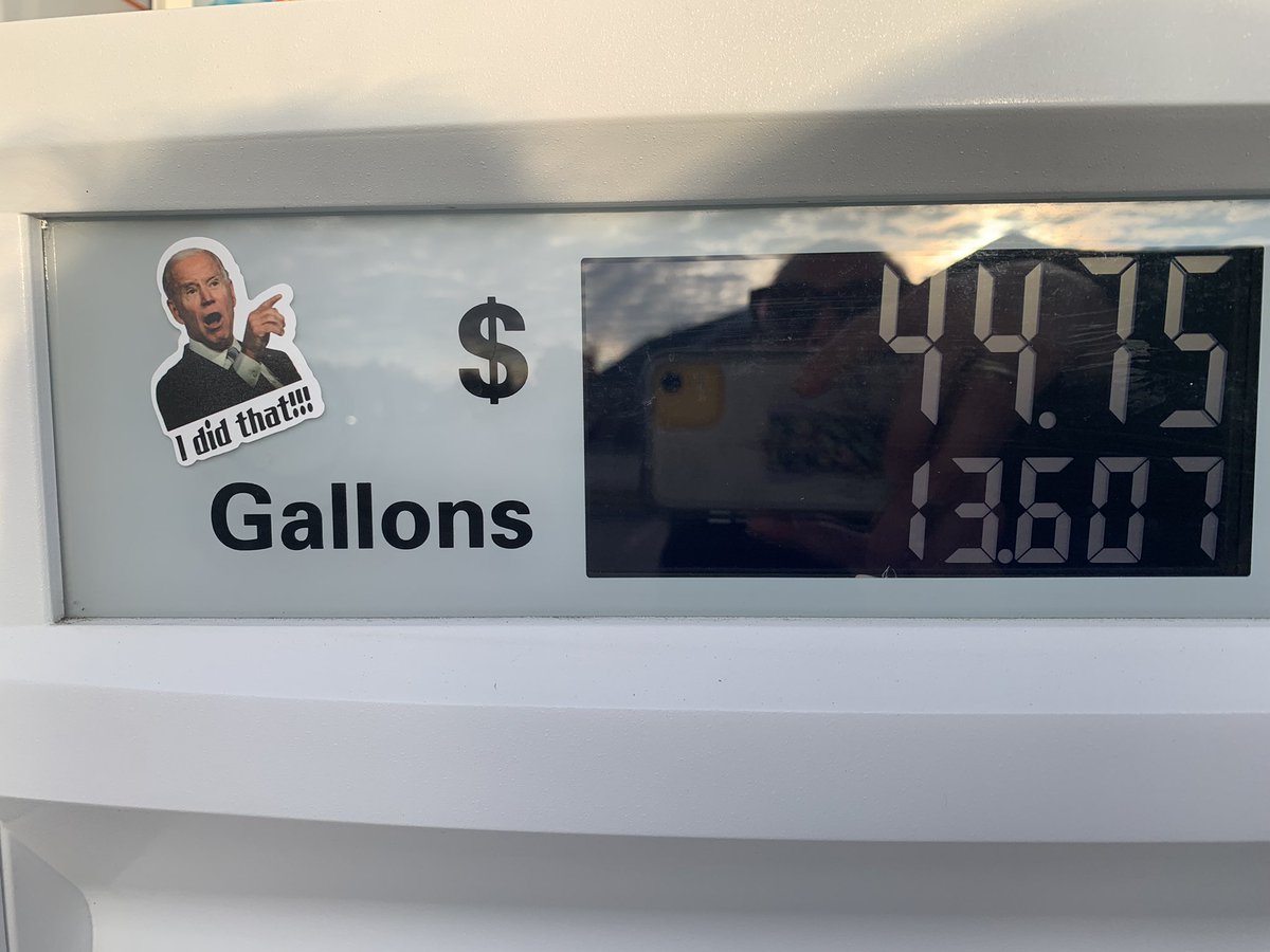 HapThompson's tweet photo. Saw this, this morning, almost spit my coffee out my nose it was so funny. If you don’t think the president has power to disrupt gas prices then you are not as intelligent as you think. He has the power to decide where we get our gasoline hence the price of gas. https://t.co/GmwVCPUHO6