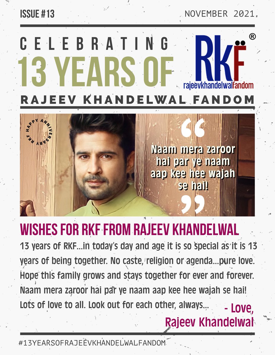 RKzFandom's tweet photo. Anniversary wishes from @RK1610IsMe 💙💚💛 
Thank you Rajeev for your support &amp; reciprocating our love always. 
Aap hai toh hum hai 🤗❤️

#RKFturns13 #HappyAnniversary https://t.co/LRWNC0lRsz