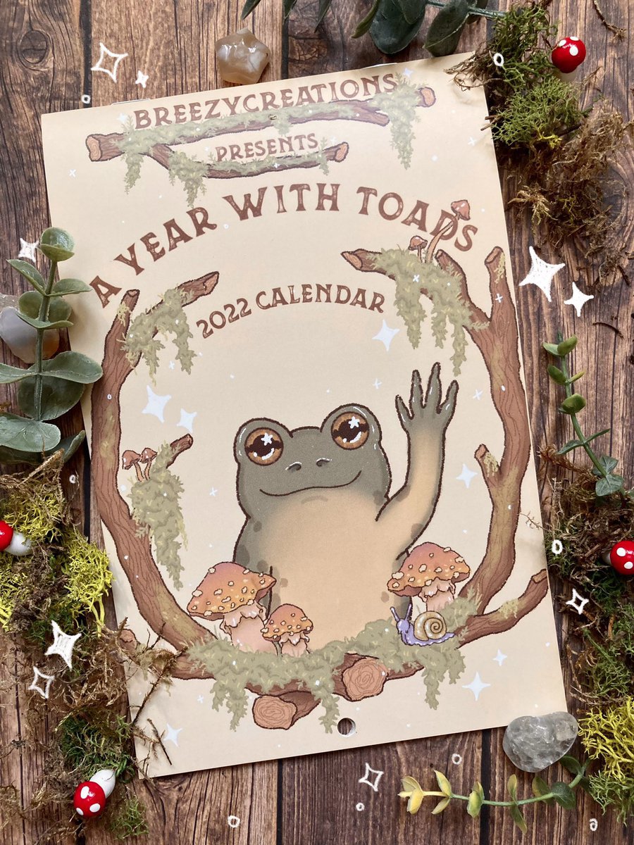 BreezyCreates's tweet photo. my 2022 calendar is available and ready to make ur heart explode with the cuteness it contains 🐸 https://t.co/DIqxp48ih4