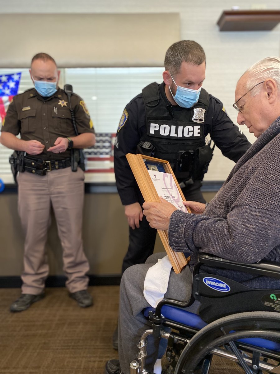 Oaks_NPWoods's tweet photo. Happy Veterans Day! We celebrated with residents, family, friends and staff with a memorable pinning ceremony that will not be forgotten! Thank to everyone who participated and to Battle Creek PD for joining us as well. Happy Veteran's Day! #TrilogyWay #TrilogyVeterans https://t.co/NFoTtJ0Mb3