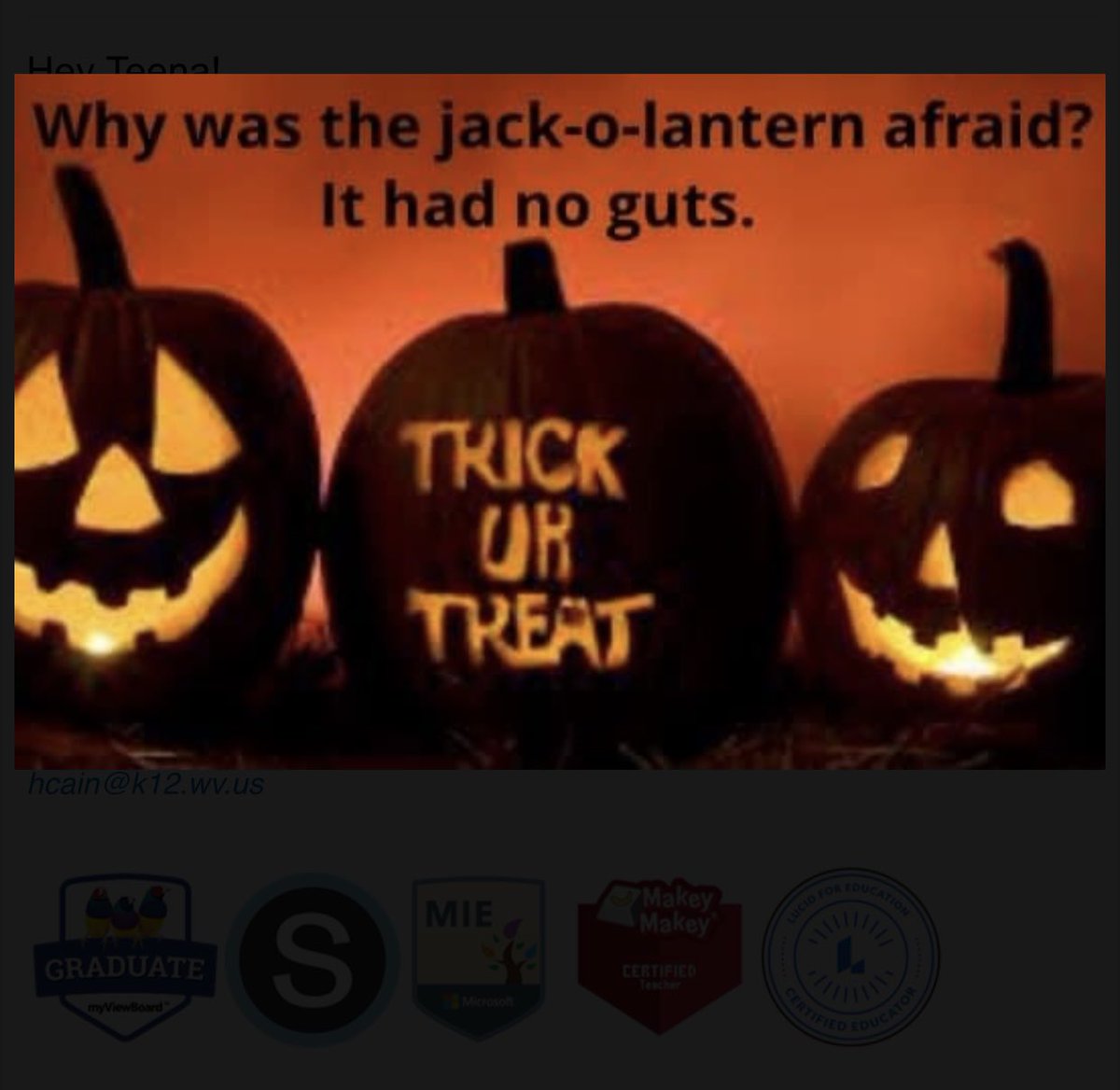 wetzelcs's tweet photo. Mrs. Sapp’s ELA students at Magnolia created Halloween themed Postcards. Winners in each category: Vintage/Traditional-A'lea Bard,Kid-Friendly-Bryley Watkins,Funny-Landon Streets, &amp;Creepy/Horror-Matthew Anderson. Congratulations to the winners &amp; a big THANK YOU to all who voted! https://t.co/d5eWsA7Dy8
