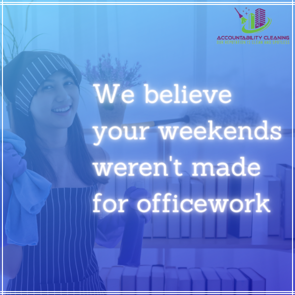 AccountCleaning's tweet photo. We believe your weekends weren't made for officework. ๐ ๐ ๐ ๐ ๐ ๐
#Accountability #cleaning #cleaningtips
#cleaningmotivations
#cleanisgreen #keepitclean
#cleanliness #cleaningoffices #cleanUp
#Stayclean #cleaningservice #professional https://t.co/DmAyXGob63