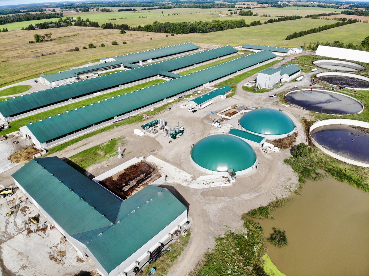 Stanton Bros. Ltd. began its foray into biogas-fuelled renewable energy production with an on-farm digester powering three 250-kilowatt electricity generators. The facility takes in both on-farm and off-farm organic wastes.