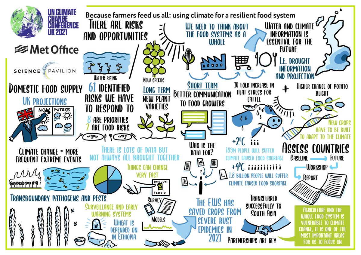 PeteFalloon's tweet photo. A brilliant scribe of our #COP26  event  on using climate information for resilient food systems across all time and space scales, produced by Three Blind Mice.

Watch the session here: https://t.co/oBhUIREyGT

#COP26SciencePavilion  #ClimateChange #FoodSystems #FoodSecurity https://t.co/R7PPkLJLra