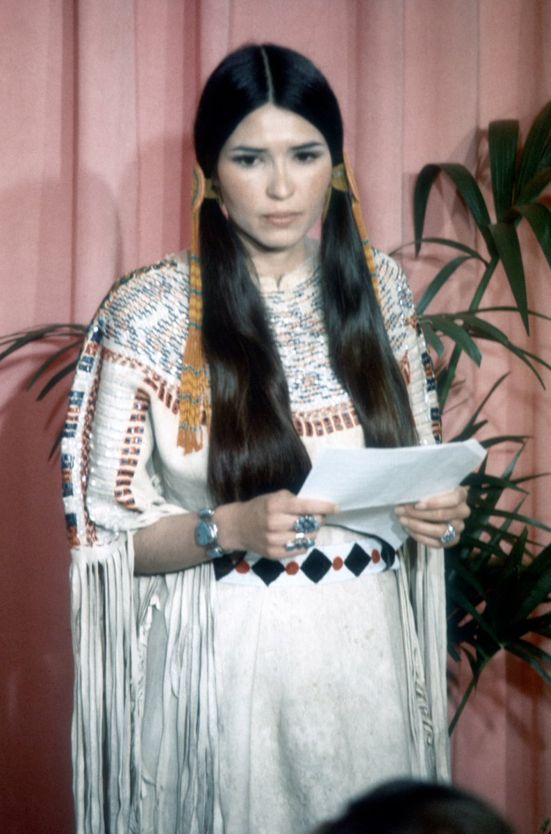 Her speech is known to be the first political statement made at a film & TV awards show in the U.S. At the time people had extremely mixed emotions about the speech and many boo'd at Littlefeather. 
#IndigenousPeoplesMonth
#NativeAmericanHeritageMonth