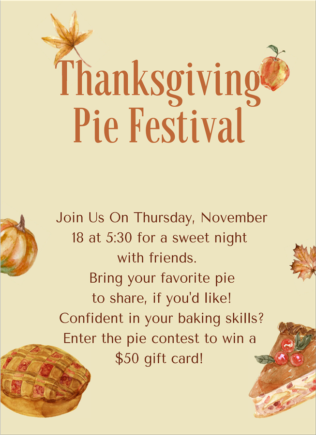 AltaSurf's tweet photo. Swing by the office this Thursday to enjoy our pie festival! The resident who brings the best pie wins a $50 gift card! See you there 🥧😀 https://t.co/BVzoMfx38p