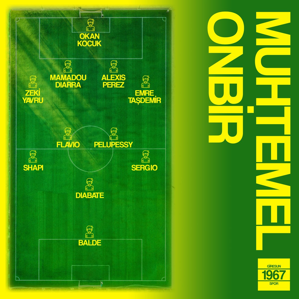 grsnspr1967's tweet photo. 🗞️GZT GİRESUNSPOR yarın kendi evinde oynayacağı Öznur Kablo Yeni Malatyaspor maçının muhtemel 11'i şu şekildedir.

#GztGiresunspor
#ÖznurKabloYeniMalatyaspor
#Muhtemel11 https://t.co/mzvMJqkzdw