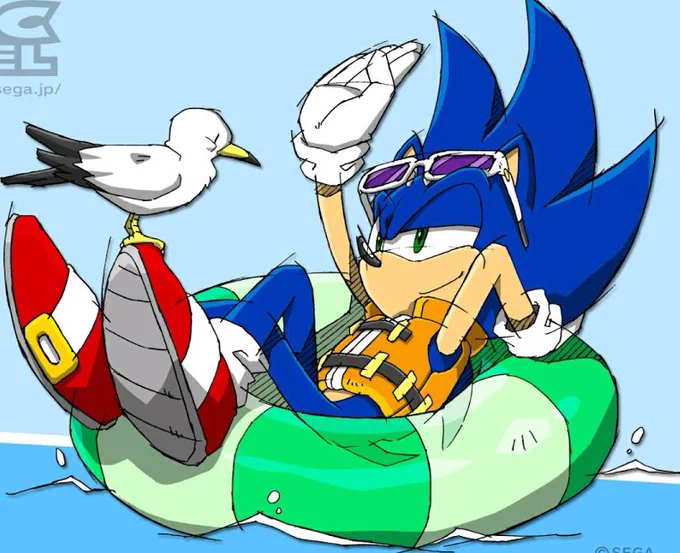 sonic chillin on a beach>>>> 