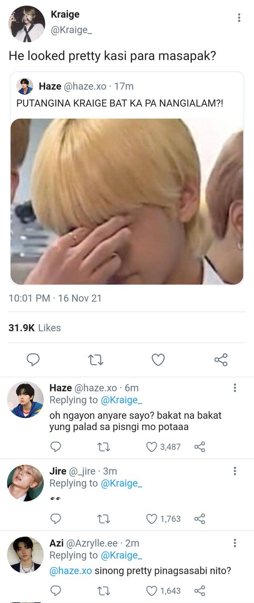 a SunKi AU where...

Avrim (ksn) is an absolute brat, certified bardugalan frontliner while Kraige (nk) is a complete nice guy, an angel personified. With their contrast in personality, how will fate play its game on them?

#sunkiau