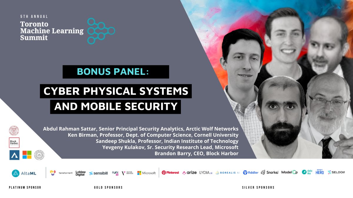 TMLS_TO's tweet image. Happening now: Bonus Panel on Cyber Physical Systems and Mobile Security

You may join us here: bit.ly/3oCdcwa

#TMLS2021 #VirtualSummit #cybersecurity #MachineLearning