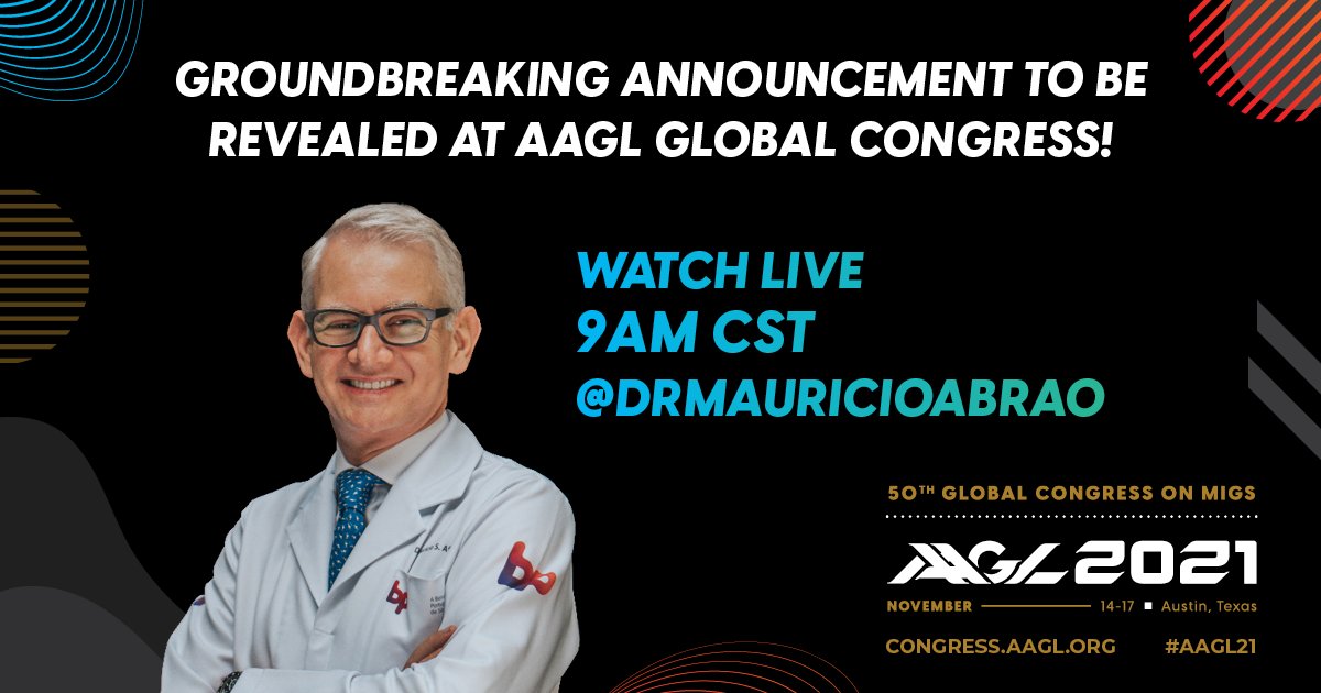 AAGL's tweet photo. Live Now! (9am CST)
Groundbreaking announcement from Dr. Mauricio S. Abrão: https://t.co/Y6y4M0oUqL
#AAGL21 #AAGL @FMIGS1 @AAGLJMIG #MIGS #SurgeED #GYNfluencers @tedleefly @abrao_mauricio https://t.co/1qOtvvek4l