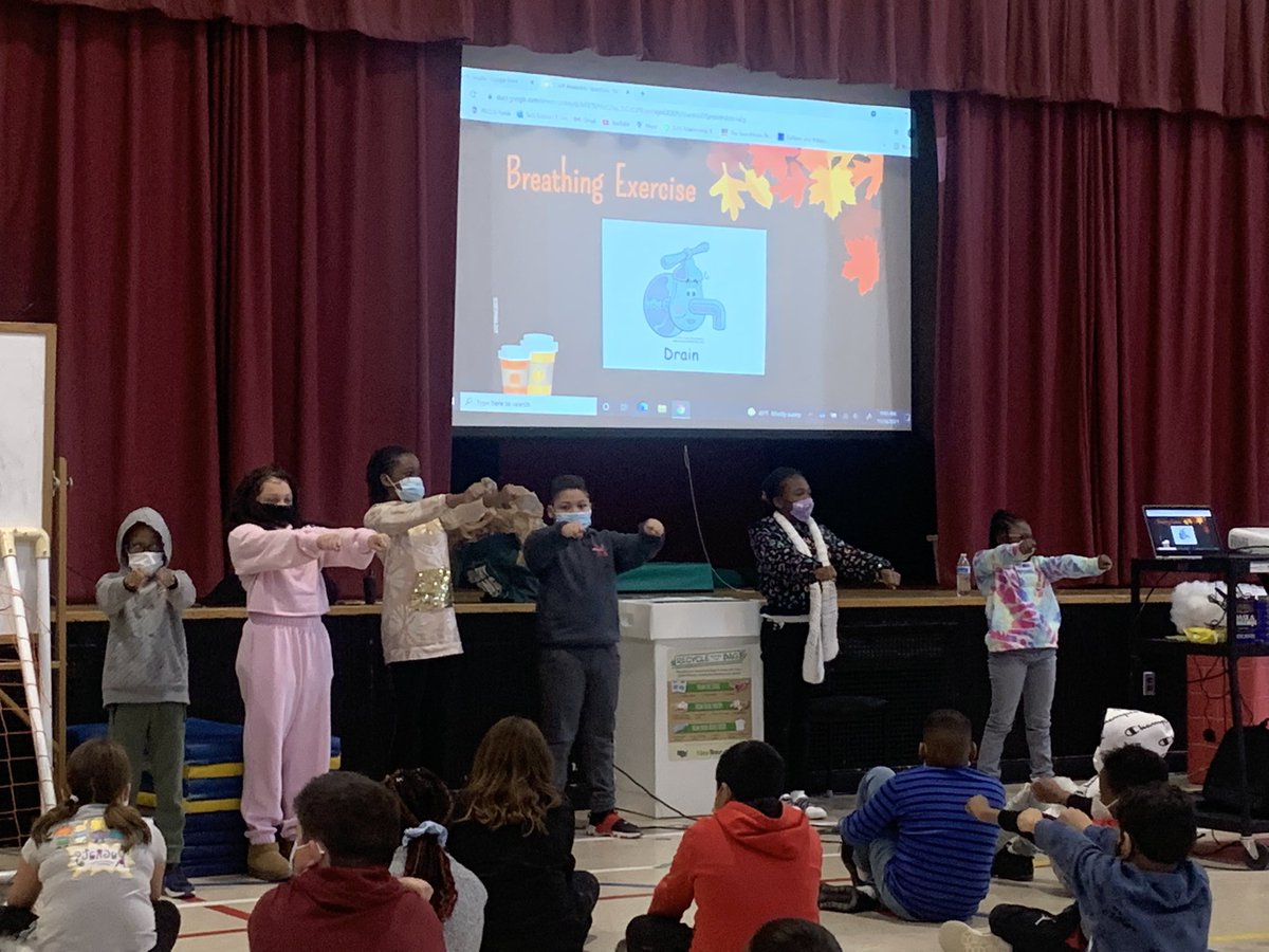 Some of my brave students leading the 4th grade in a “Drain Breath” during our grade level assembly today 🦅 ✨👏🏼 <a href="/elmwoodes/">Elmwood Elementary - A Community School</a> <a href="/ConsciousD/">Conscious Discipline</a> <a href="/kathleen_shaw2/">Kathleen Shaw, NBCT</a>