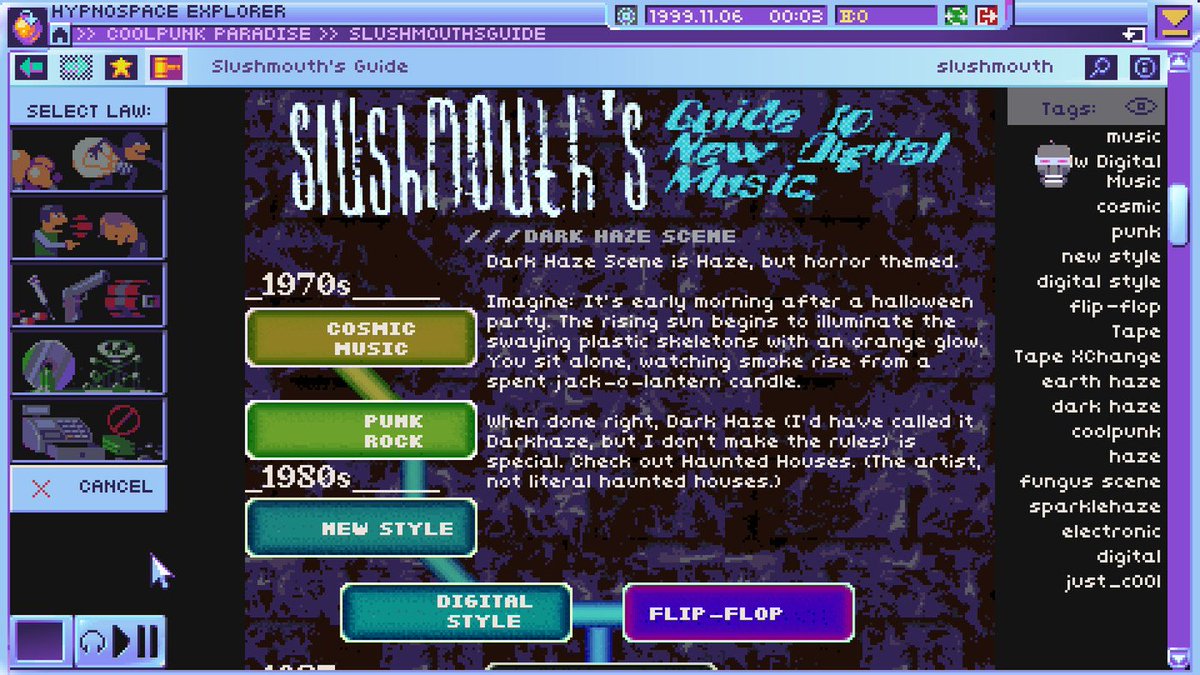 MidnightHiFi's tweet photo. I still need someone to geek out with me over Hypnospace Outlaw 🤓

#HypnOS #Coolpunk #ChillItRight #90s #Parody #Gaming #Nostalgia #Retro #Geocities @Tendershoot_ @nomorerobotshq https://t.co/HjS2fbspi2