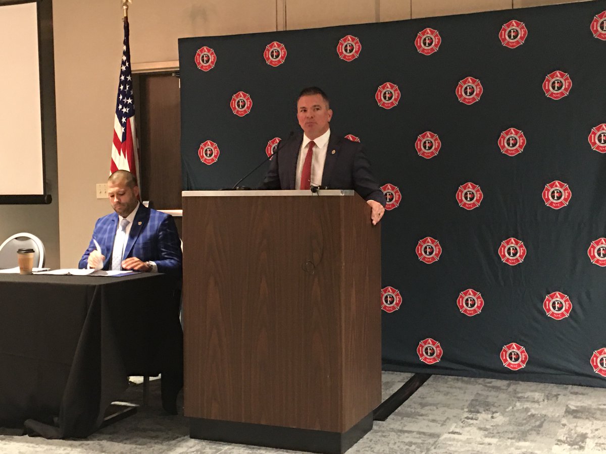 PFFPNC's tweet photo. A great State of the Union speech from President Scott Mullins. COVID punched everyone in the mouth but we kept fighting for cancer PTSD legislation. We've added three new locals, grew membership and are working to train our members to be political leaders. #PFFPNC2021Convention https://t.co/InOQCh6aXX