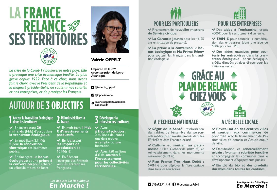 valerie_oppelt's tweet photo. Plutôt que de subir les conséquences de la crise #Covid_19, nous avons fait le choix d’une relance #économique, #solidaire et #écologique. 

👉Pour préparer la 🇫🇷 de 2030
🏭 Réindustrialiser 
🤝 Accentuer la cohésion des #territoires 
🍃Accélérer la transition énergétique ⤵️ https://t.co/MsBvJCPXkv