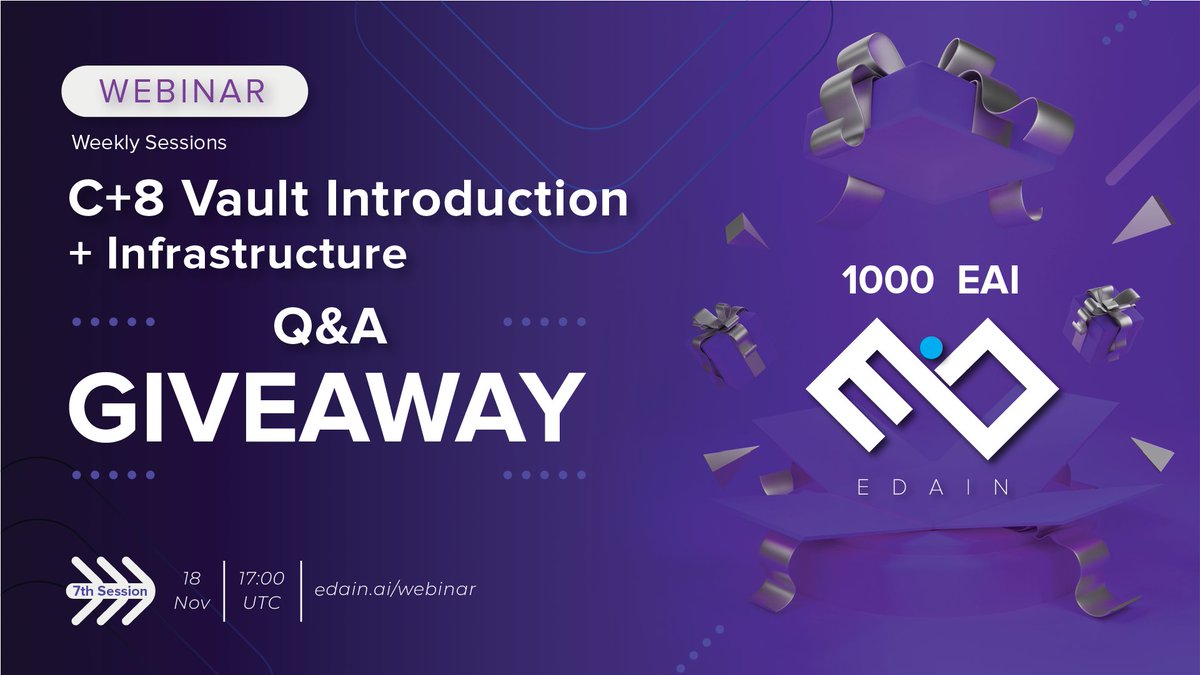 edainsw's tweet image. 🏆Our 7th webinar is almost here and so is your chance to win 1000 #EAI within the related Q&amp;amp;A session.
👉Complete this form in order to enter the Zoom meeting and participate in the Giveaway: bit.ly/3kFaXHi

#EdainWebinarSeries #JoinTheKnowledgeRevolution