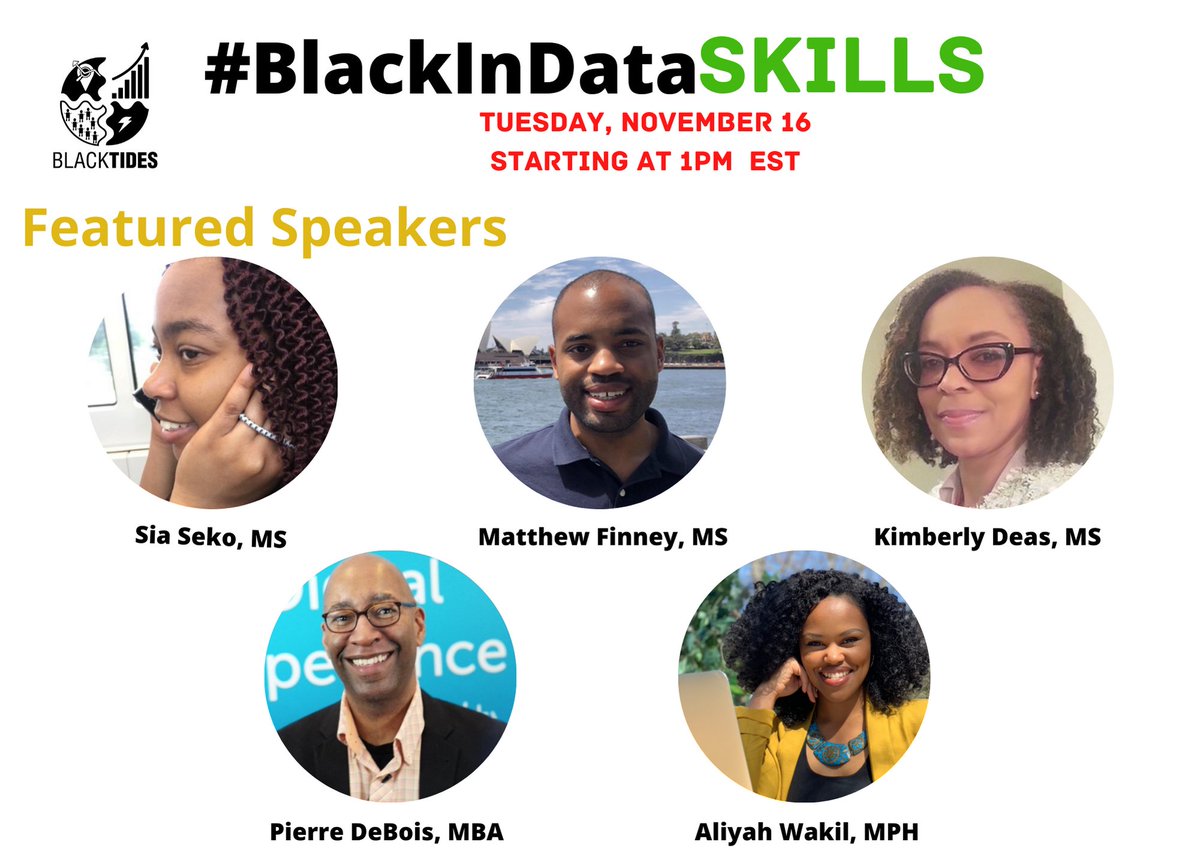 Using the #BlackInDataSkills, share your favorite data skills with us! #BlackTIDES #BlkNData #Python #R #SAS #SQL #Tableau #PowerBI #Excel #MachineLearning #AI #Statistics