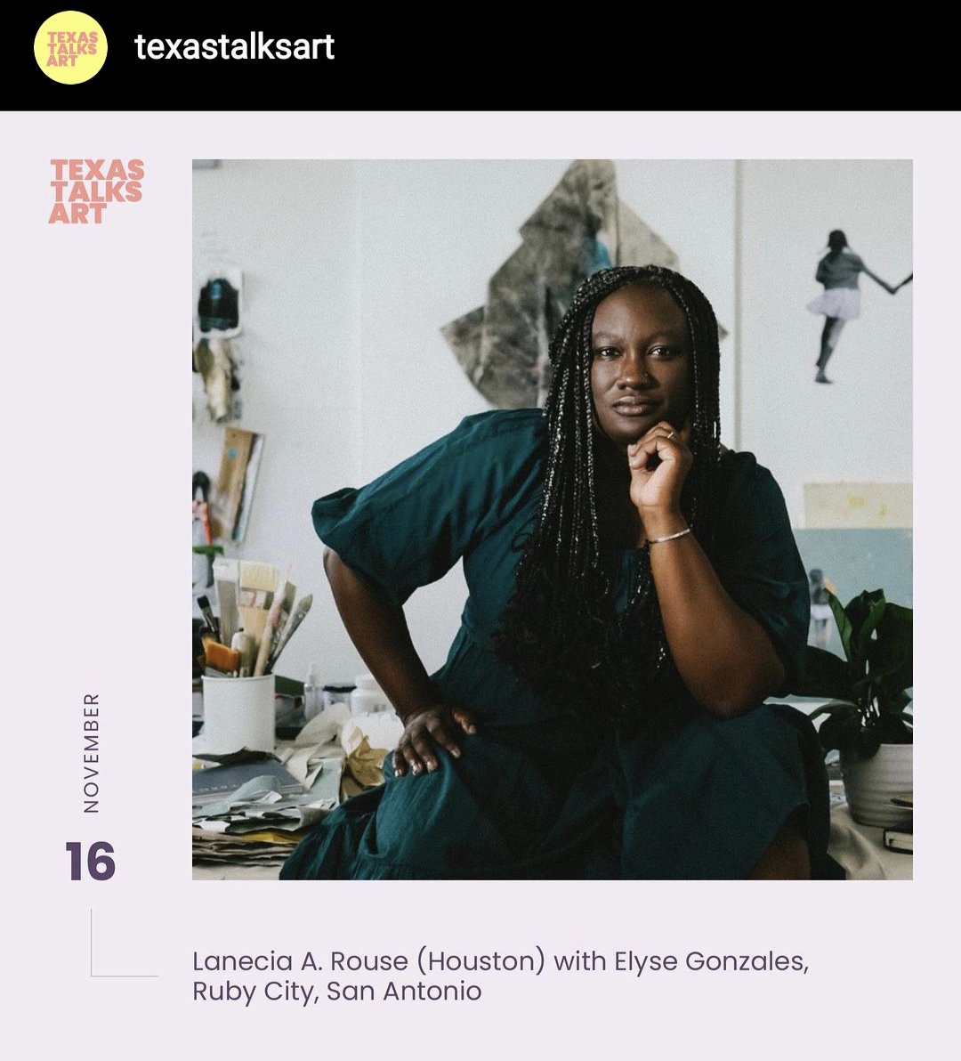 TexasBiennial's tweet photo. Join Texas Talks Art and Houston-based artist, Lanecia Rouse with Elyse Gonzalez of Ruby City today, Nov 16 @ noon CT via the Ruby City Facebook page -- visit https://t.co/XCfCIfWAxf to learn more!
Image: Lanecia Rouse in studio. Photo by Bethany Brewster https://t.co/T9SbEVncc8