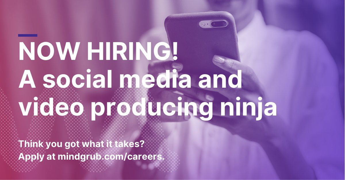 mindgrub's tweet photo. Step-up and run a social program for an award-winning &amp; very cool tech company specializing in mobile, web, digital advertising and much more. Follow the link to the JD. #careeropportunities #socialmedia #Mindgrub #baltimorejobs #baltimore #socialmediajobs https://t.co/SOw4pzXfJn https://t.co/B091P96jAr