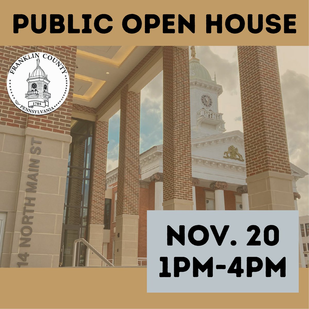 FranklinCoPAgov's tweet photo. We're pleased to welcome the community to a free public open house at the Franklin County Judicial Center on Saturday. From 1-4 p.m., take tours of the County’s newest facility and learn about the departments and services available to the community. See you there! https://t.co/U2PRf2jqq5