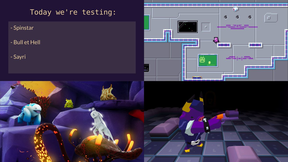MoonlitMonitors's tweet photo. Hey #TestplayTuesday fans!

Today, we'll be testing the demos of

Sayri: The Beginning
https://t.co/Vkb0KgCNWS

Bull et Hell
https://t.co/mcWzoGCoEZ

Spinstar
https://t.co/uQzQh9Ezi5

Join us in ~ 4h or try out the demos yourself!
#gamedev #indiedev https://t.co/7APhekYxc6