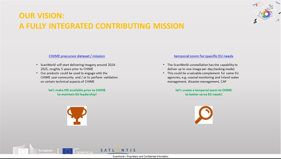 CopernicusEU's tweet photo. Live from our "#Copernicus Commercial Satellite Data &amp; European #NewSpace" workshop

SME and #NewSpace startups present their solutions for future potential Copernicus Contributing Missions

@satlantis_: HR imagery &amp; #GHG monitoring
@ScanWorld2: hyperspectral imagery https://t.co/71dNCKiDY7