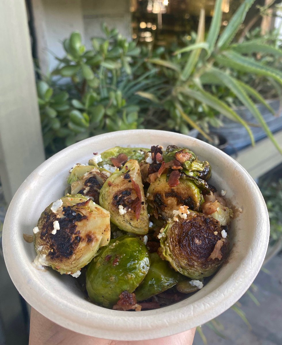 GreenTomatoOC's tweet photo. Respect the Brussel 😎
~
Our Epic Brussels and Bacon🥓 provide the perfect boost to keep you hustling 😉
~
Brussel sprouts grilled to perfection and paired with chopped bacon, goat cheese and pepitas.
#smallbusiness #greentomatogrill #yelpoc #ocfoodie #healthyfood #seasonal https://t.co/VRNWn6o6BS