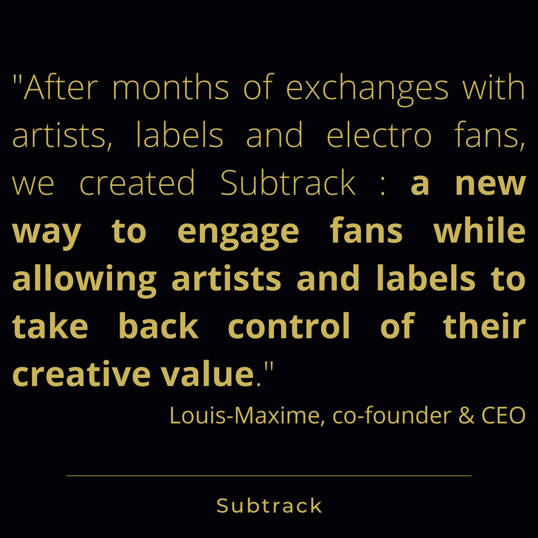 subtrack_music's tweet photo. Thanks to #NFT and @tezos #blockchain, we allow artists and labels to earn a fair living from their Art, by helping them commit their fans with a profound and unique experience.

It's happening on https://t.co/Bgv0H7mTg6.

@LabosNomades

#cryptoart #MusicNFT #tezos #XTZ #Subtrack https://t.co/g8enAeAXCM