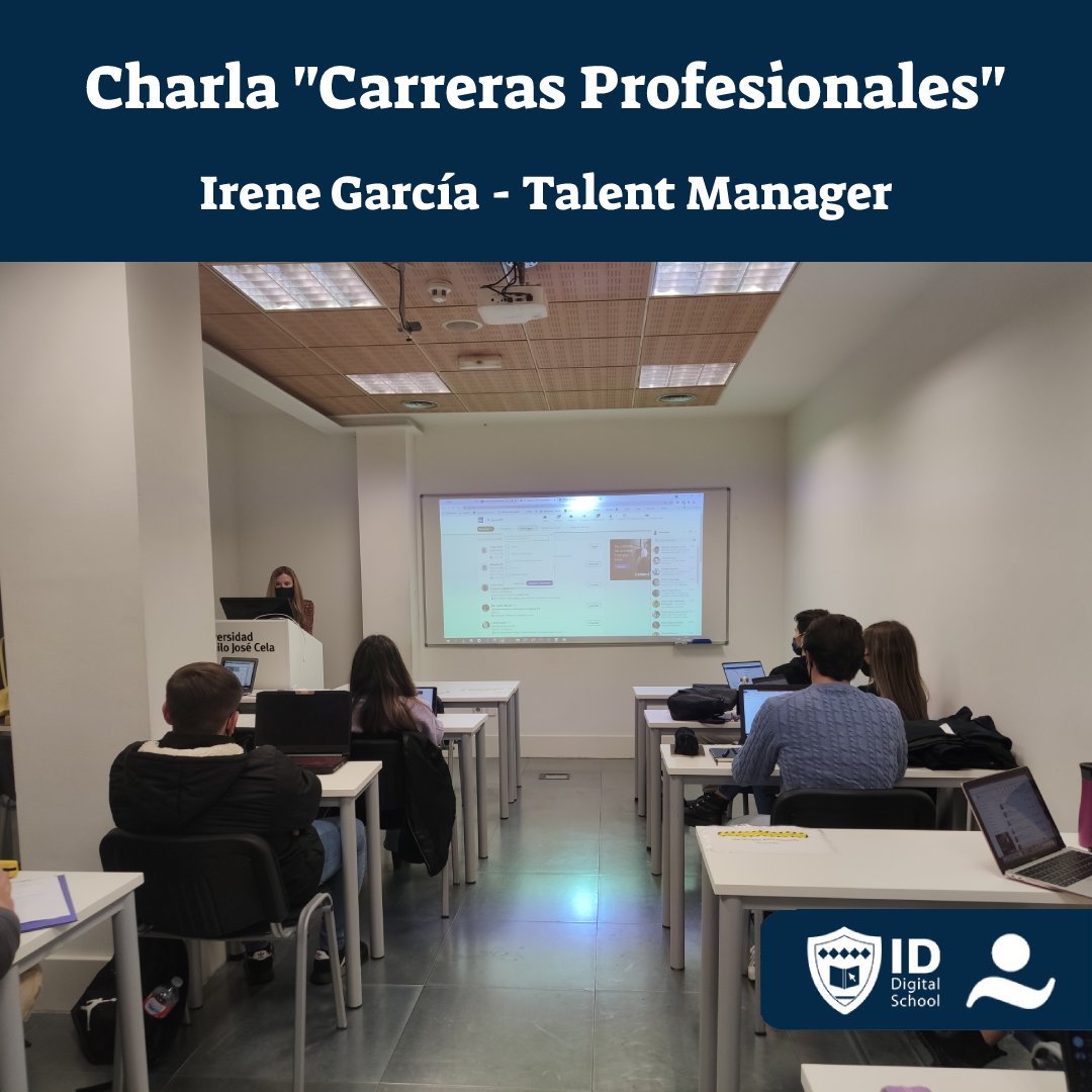 iddigitalschool's tweet photo. Los alumnos del @MasterComunic recibieron ayer una charla profesional sobre “Carreras Profesionales” con Irene García, Consultora de Desarrollo Profesional en ID Digital School y @idbootcamps 👩🏫
#masteroficial #mastercomunicacion #comunicacionpolitica #comunicacionempresarial https://t.co/W15izEjmzn