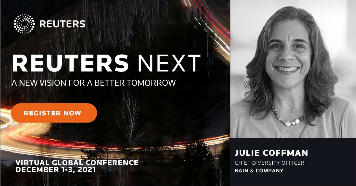 reutersevents's tweet photo. How do we close the gap between rich &amp; poor, and bet better at tackling #inequality? 

To find out, we ask Julie Coffman, Chief Diversity Officer, @BainAlerts as we consider what’s #ReutersNEXT for humanity this Dec 1-3: https://t.co/X7EwggQqDl https://t.co/dXGclxafQi