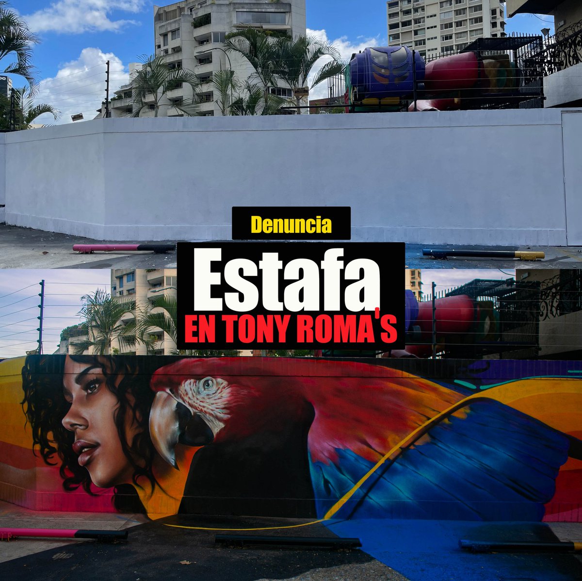 Badsura1's tweet photo. Estafa en @TonyRomasVE
Estafa, violación del derecho de autor y eliminación de la obra. ¿Qué hacer?
.
Por no querer terminar de cancelar la obra decidieron taparla.
Más información sobre el caso en mi cuenta de Instagram @badsura. https://t.co/LDHfUn93Xb