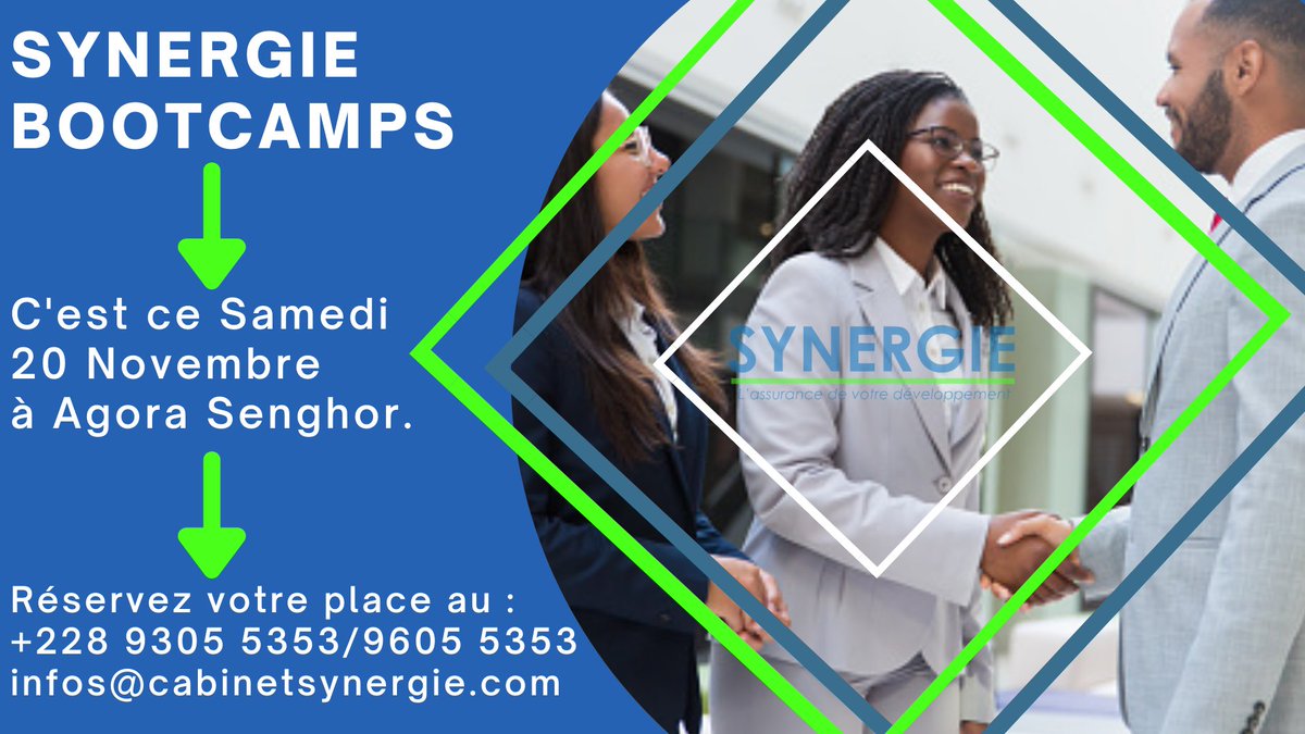 CabinetSynergie's tweet photo. Vous souhaitez rencontrer d’autres chefs d’entreprise Togolaise ?

Synergie Bootcamps vous donne cette opportunité de tisser de bonnes relations d’affaires et de découvrir des nouveautés conduisant au développement d’entreprise. 

Contactez-nous au 9305 5353
#SynergieBootcamps https://t.co/px6sNO7JA8