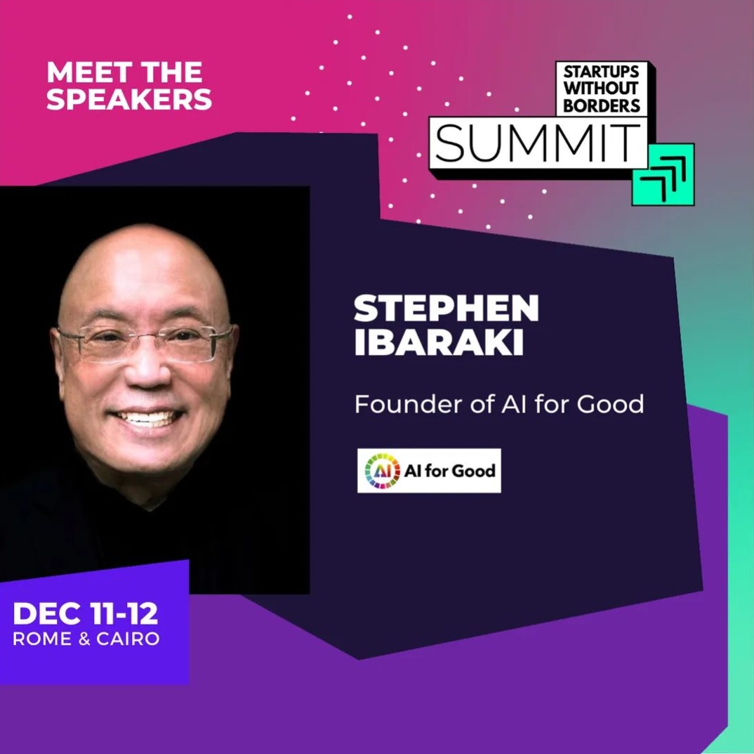 startupswb_com's tweet photo. We are super excited to have onboard Stephen Ibaraki, founder of @ITU_AIForGood, at the hybrid edition of the Startups Without Borders summit taking place next December 11th and 12th.

GET YOUR TICKET NOW: https://t.co/LQ7gwFSv37 ⚡️  #SWB #swbsummit2021 #Startupswithoutborders https://t.co/TFuGaEOPNu