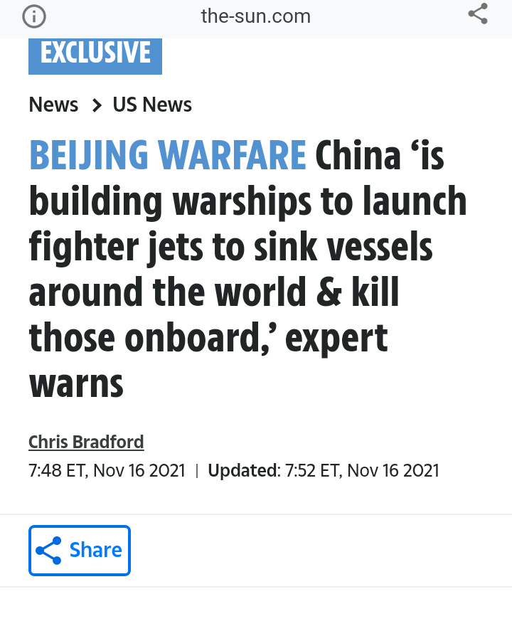 Oceanworldfree's tweet photo. Experts👉🇨🇳#PreparingForWar
👉conducted a combat readiness patrol drill in #TaiwanStrait
👉Built Type 003 carrier could match Nimitz class & using UW EXP tests
👉FC-31 stealth jets/#EMALS
👉tested #hypersonic #nuclear
👉made MSL targets depicting USS
#DefinitelyWin
#cv16Liaoning https://t.co/KvgF20ZqiU