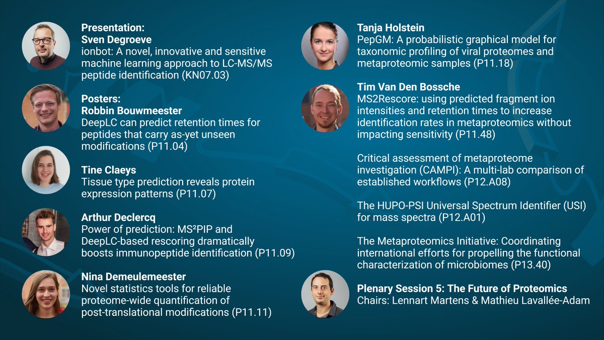 compomics's tweet photo. Here's an overview of @CompOmics at #HUPOReCONNECT 2021. Checkout out posters today at 16:00 UTC, Sven's talk on #ionbot Friday at 0:55 UTC, and the session "The Future of Proteomics" Lennart is chairing with @mlaval6, also on Friday. https://t.co/ZfWj9xXcGO